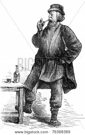 The Worker, Vintage Engraving.