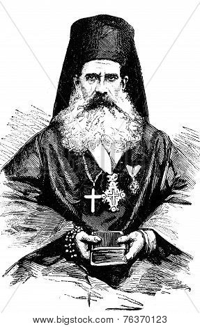 Montenegrin Bishop. Vintage Engraving.