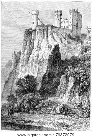 Rheinstein Castle In Rhineland-palatinate, Germany, Vintage Engraving