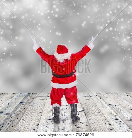 Santa Claus with upraise middlefingers, concept of Christmas hatred.