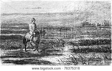 Russian Voyage (livonia), Vintage Engraving.