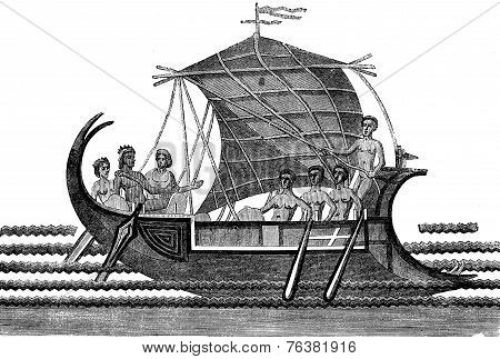 Mosaic Depicting Theseus Escape From The Labyrinth Of Crete After Killing The Minotaur, Vintage Engr