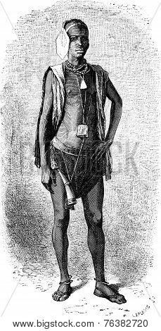 Top Senegal, Fulani, Vintage Engraving.