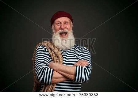 Handsome Sailor Isolated. Seaman.