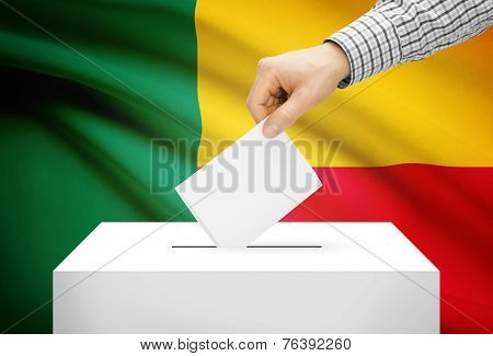 Voting Concept - Ballot Box With National Flag On Background - Benin