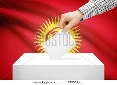 Voting Concept - Ballot Box With National Flag On Background - Kyrgyzstan