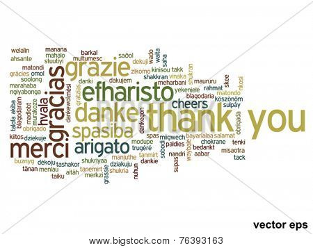 Vector concept or conceptual abstract thank you word cloud in different languages or multilingual for education or Thanksgiving Day