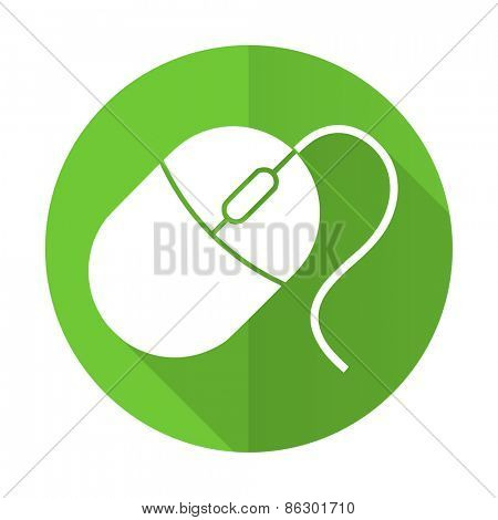 computer mouse green flat icon 