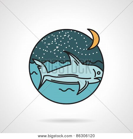 Night seascape flat design vector icon