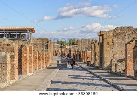 Naples, Italy - January 19, 2010: Street Of Pompeii
