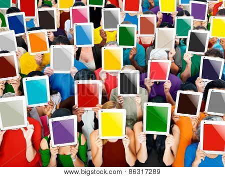 Social Gathering Digital Tablet Communication Society Concept