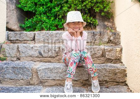 Adorable little girl have fun outdoors