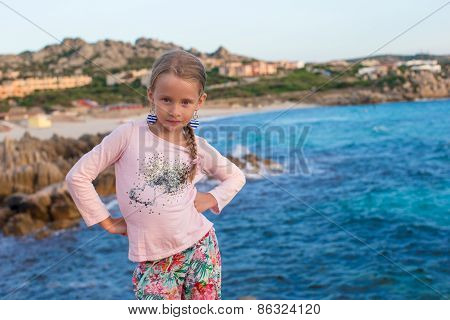 Adorable little girl have fun outdoors