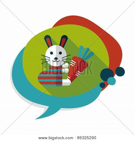 Rabbit With Carrot Flat Icon With Long Shadow,eps 10