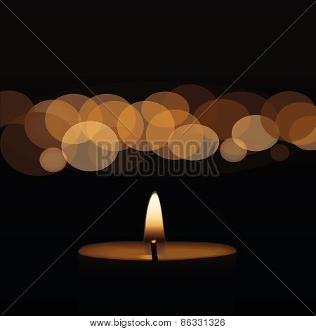 illustration of yellow candle on black background