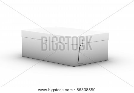 Shoebox With A Tag On A White Background