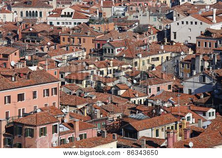 Houses With Red-tile Roofs And Bricks In Southern Europe