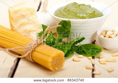 Italian Traditional Basil Pesto Pasta Ingredients