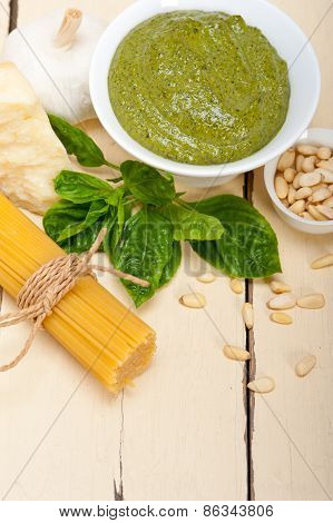 Italian Traditional Basil Pesto Pasta Ingredients