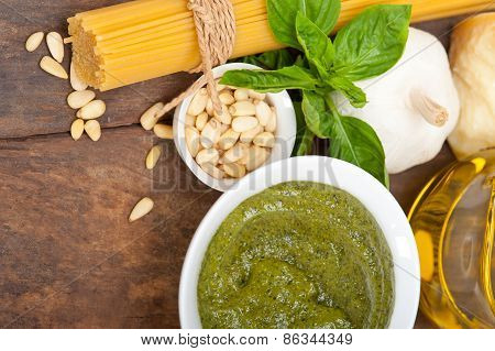Italian Traditional Basil Pesto Pasta Ingredients
