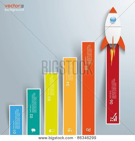 Chart Growth Colored Bars Rocket