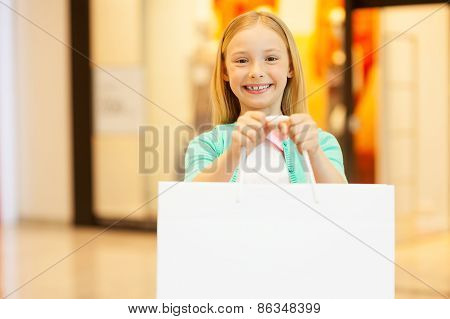 Copy Space On Her Shopping Bag.
