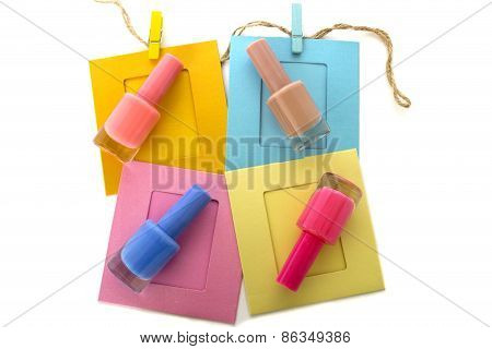 Photo Frame With Seashell Isolated Over White