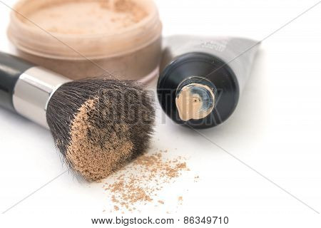 Brush And Cream Isolated Over White