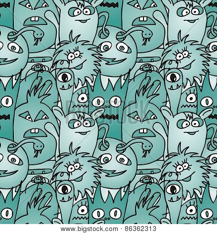 Doodle monsters seamless pattern