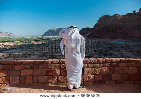 Saudian Overlooking The Old City Of Al Ula, Saudi Arabia