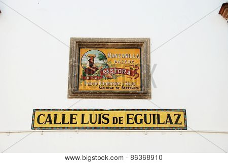 Manzanilla sign, Sanlucar de Barrameda.