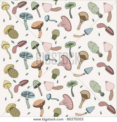 Mushrooms seamless pattern