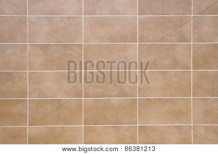Brown Ceramic Tiles With White Fugue On Wall