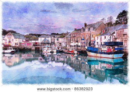 Dawn at the harbour in Padstow an historic fishng town on the north Cornwall coast