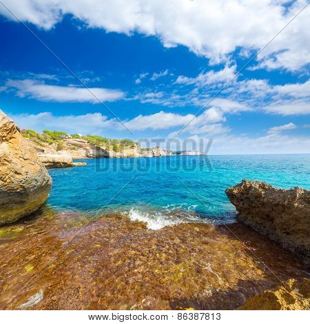 Majorca Cala Llombards Santanyi beach in Mallorca Balearic Island of Spain