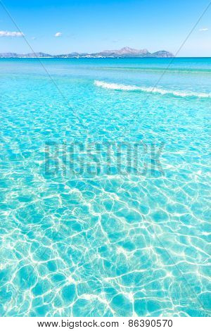 Mallorca Can Picafort beach in alcudia bay at Majorca Balearic islands of Spain