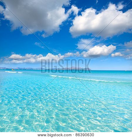 Mallorca Can Picafort beach in alcudia bay at Majorca Balearic islands of Spain