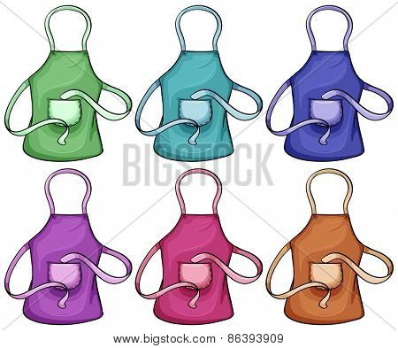 Six different colors aprons with no design
