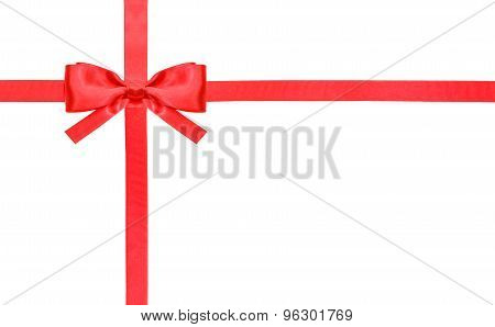 Red Satin Bow Knot And Ribbons On White - Set 1