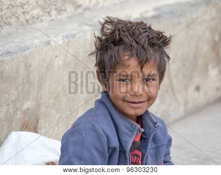 Beggar Boy In Leh, India