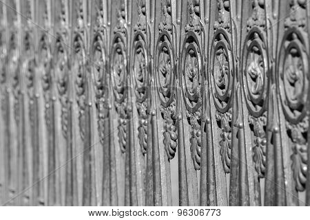 Ancient Fencing From Old Steel Of Gray Color