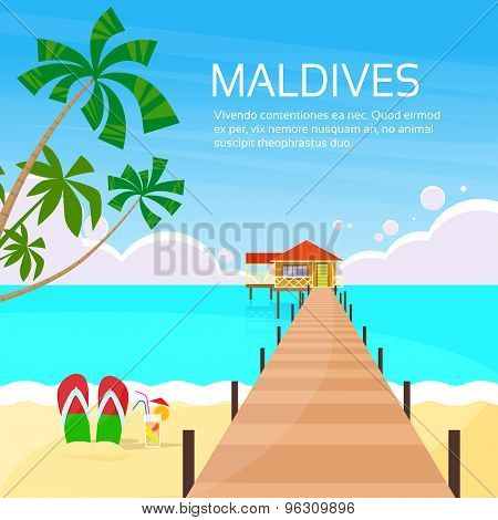 Maldives Tropical Island Long Pier Summer Vacation Paradise