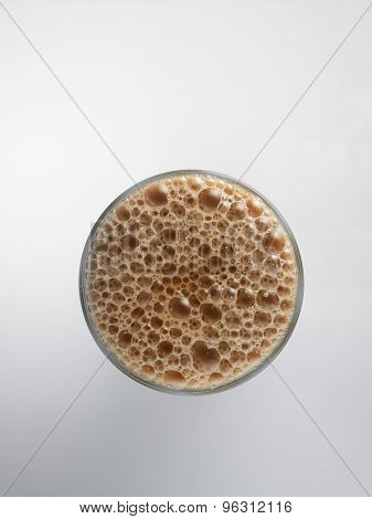 Top view Tea with milk or Teh Tarik in Malaysia