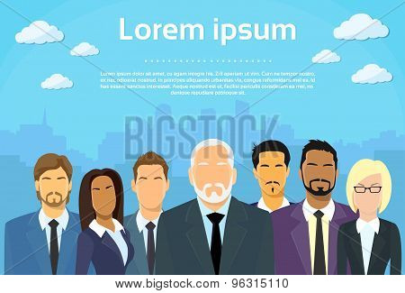 Senior Businessmen Boss with Group of Business People