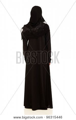 rear view of arabian woman isolated on white