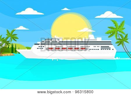 Cruise Ship Liner Tropical Island Summer Ocean Vaction