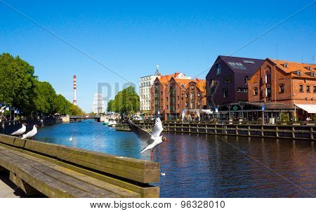 KLAIPEDA - JUNE 09: Klaipeda Old Castle Harbour on June 09, 2015 Klaipeda, Lithuania. The Old Castle Harbour situated in a territory of 'Klaipeda ship repair yard'.