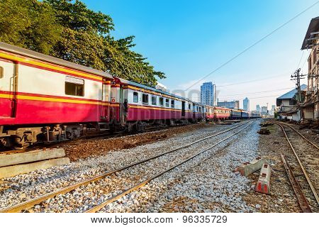 Old Diesel Locomotives and Trains in Bangkok Thailand