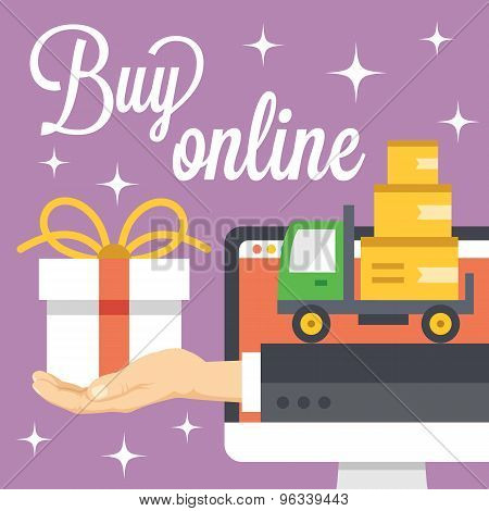 Buy online concept. Flat illustration