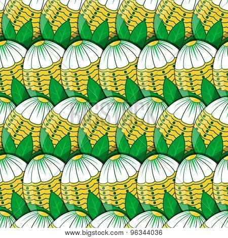 Seamless Pattern Of Eggs With Flower